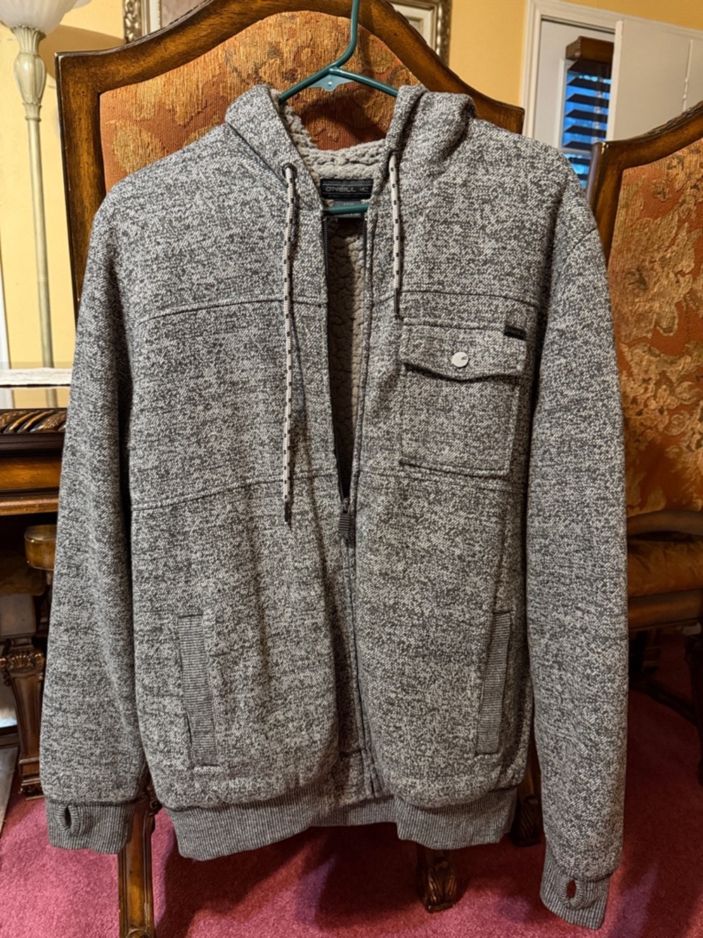 O'Neill Men's Gray Heather Zip-Up Sweater Jacket